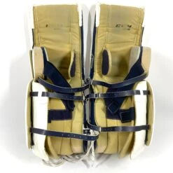 CCM Extreme Flex 4 - Used Pro Stock Goalie Pads - (White/Navy/Gold) -Bauer Store Photo2023 04 26 12833PM
