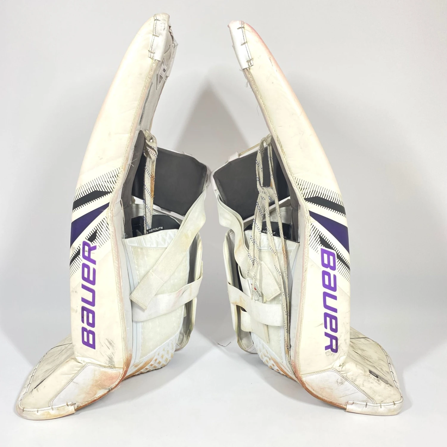 Bauer Supreme 2S Pro - Used Pro Stock Goalie Pads - Full Set (White/Purple/Black) 4 Bauer Supreme 2S Pro - Used Pro Stock Goalie Pads - Full Set (White/Purple/Black) - Image 4