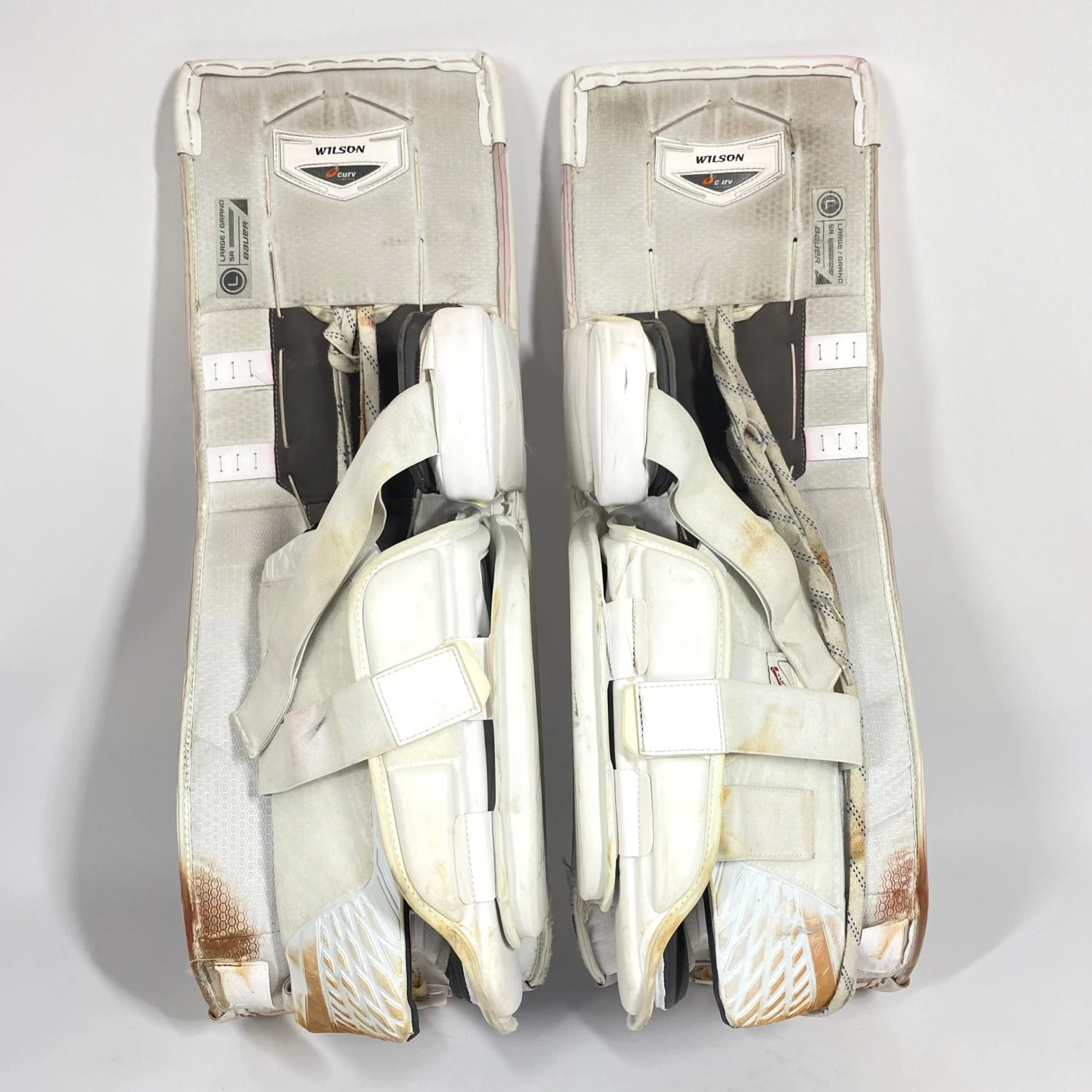 Bauer Supreme 2S Pro - Used Pro Stock Goalie Pads - Full Set (White/Purple/Black) 5 Bauer Supreme 2S Pro - Used Pro Stock Goalie Pads - Full Set (White/Purple/Black) - Image 5