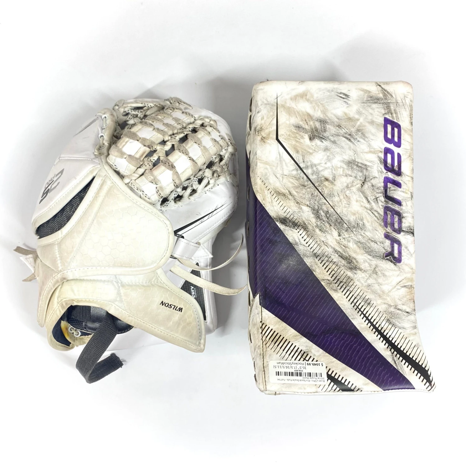 Bauer Supreme 2S Pro - Used Pro Stock Goalie Pads - Full Set (White/Purple/Black) 6 Bauer Supreme 2S Pro - Used Pro Stock Goalie Pads - Full Set (White/Purple/Black) - Image 6