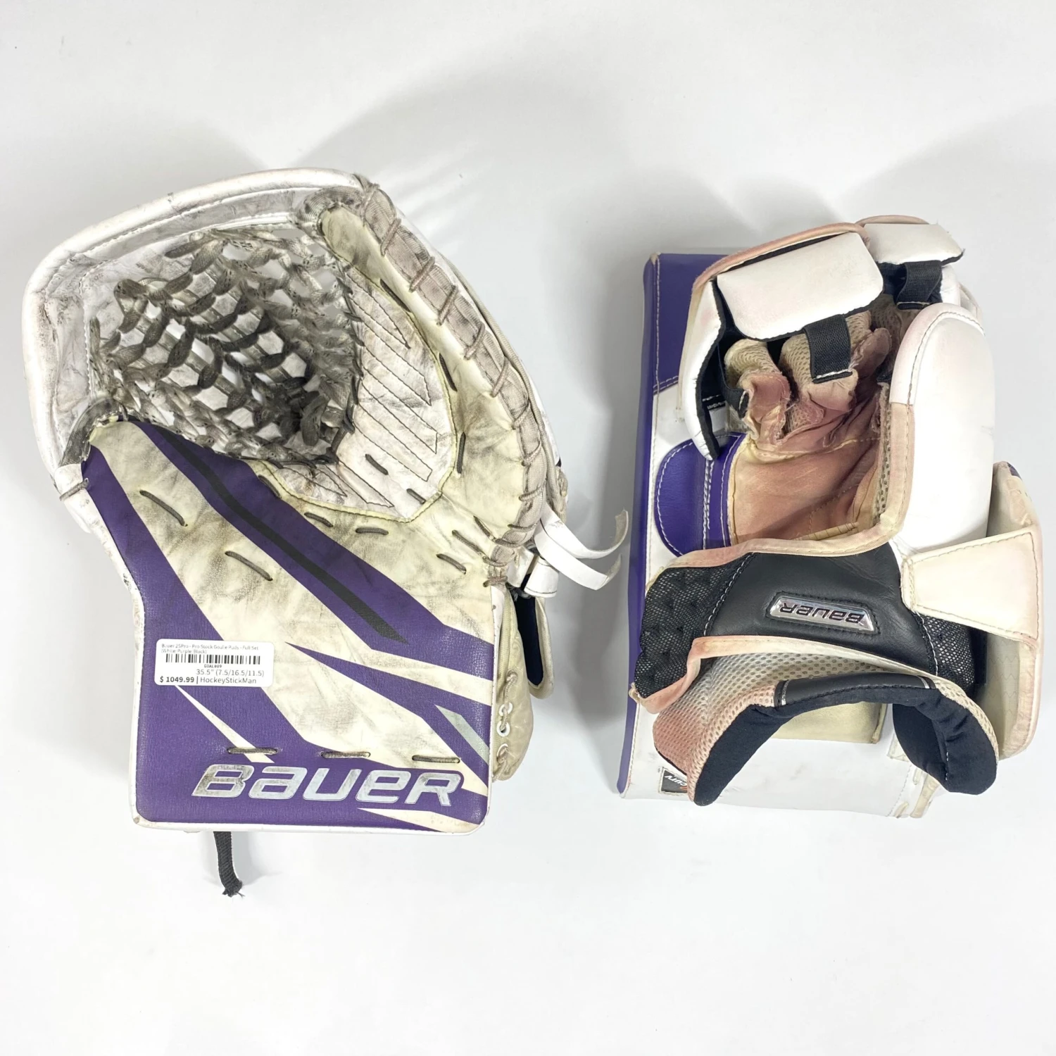 Bauer Supreme 2S Pro - Used Pro Stock Goalie Pads - Full Set (White/Purple/Black) 8 Bauer Supreme 2S Pro - Used Pro Stock Goalie Pads - Full Set (White/Purple/Black) - Image 8
