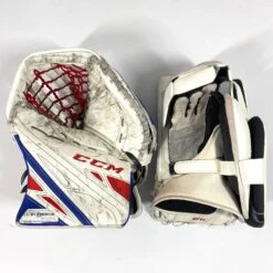 CCM Extreme Flex IV - Used Pro Stock Goalie Pads - Full Set (White/Blue/Red) 16 CCM Extreme Flex IV - Used Pro Stock Goalie Pads - Full Set (White/Blue/Red) -Bauer Store Photo2023 05 04 43552PM