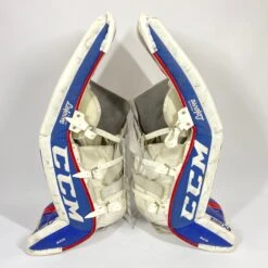 CCM Extreme Flex III - Used Pro Stock Goalie Pads - Full Set (White/Blue/Red) -Bauer Store Photo2023 05 05 21928PM