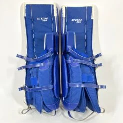 CCM Extreme Flex III - Used NCAA Pro Stock Senior Goalie Pads (White/Blue/Red) -Bauer Store Photo2023 05 24 124008PM