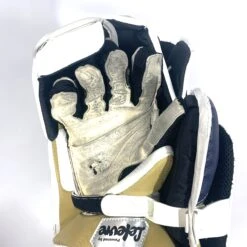 Used CCM Premier II - Pro Stock Goalie Blocker (White/Gold/Navy) -Bauer Store Photo2023 06 01 43325PM