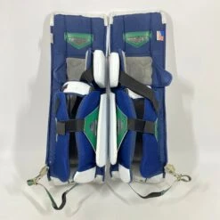 Vaughn Pro Custom - Used NCAA Pro Stock Goalie Pads (White/Blue/Gold) -Bauer Store Photo2023 06 09 10553PM