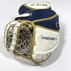 CCM Premier II - Used Pro Stock Goalie Glove (White/Gold/Navy) -Bauer Store Photo2023 06 15 33436PM