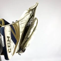CCM Premier II - Used Pro Stock Goalie Glove (White/Gold/Navy) -Bauer Store Photo2023 06 15 33509PM
