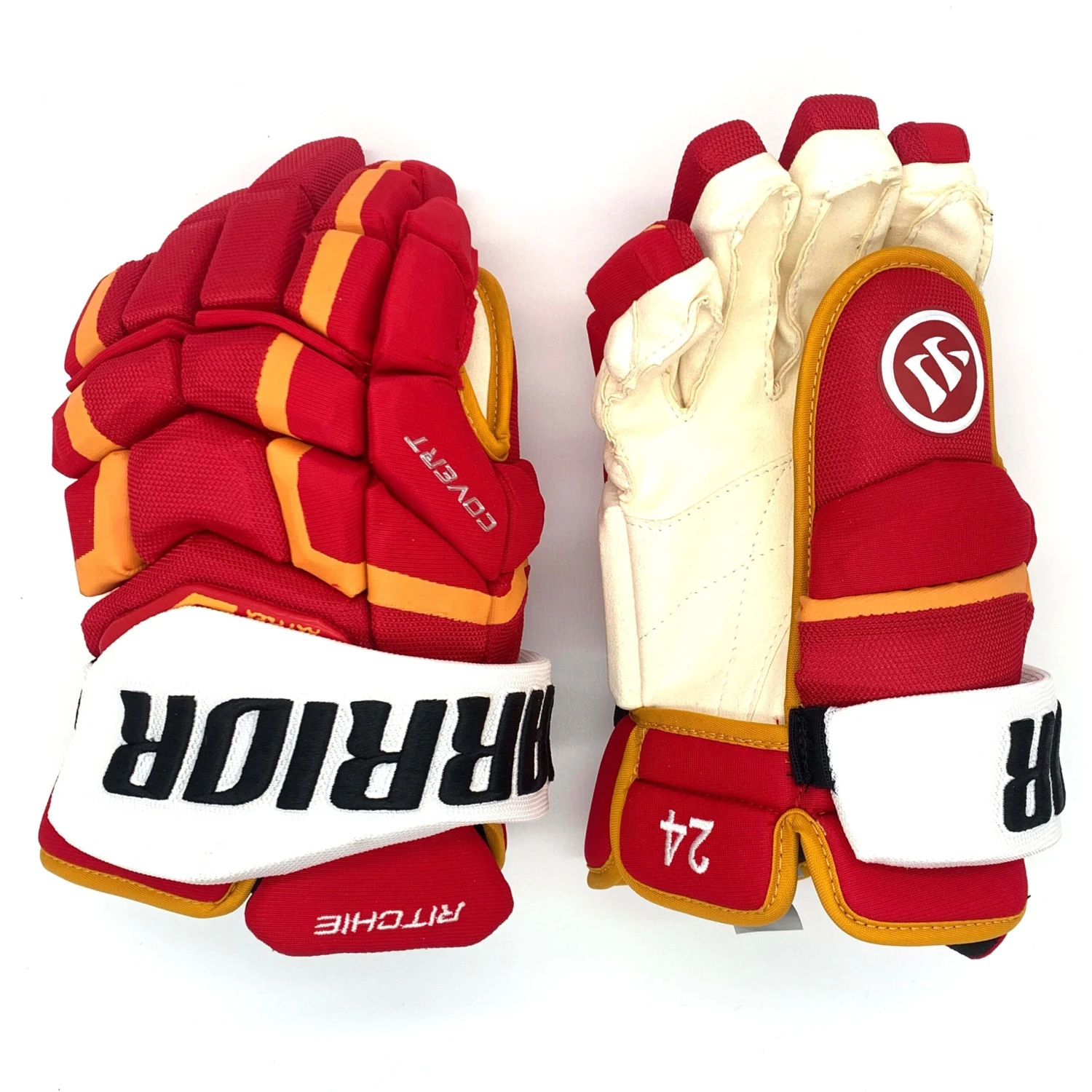 Warrior Covert QRL Pro - NHL Pro Stock Glove - Brett Ritchie (Red/Yellow/White 1 Warrior Covert QRL Pro - NHL Pro Stock Glove - Brett Ritchie (Red/Yellow/White