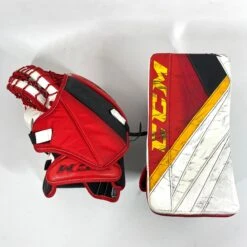 CCM Extreme Flex 5 - Used Pro Stock Senior Goalie Full Set - Full Right (White/Black/Red/Yellow) -Bauer Store Photo2023 07 28 101159AM