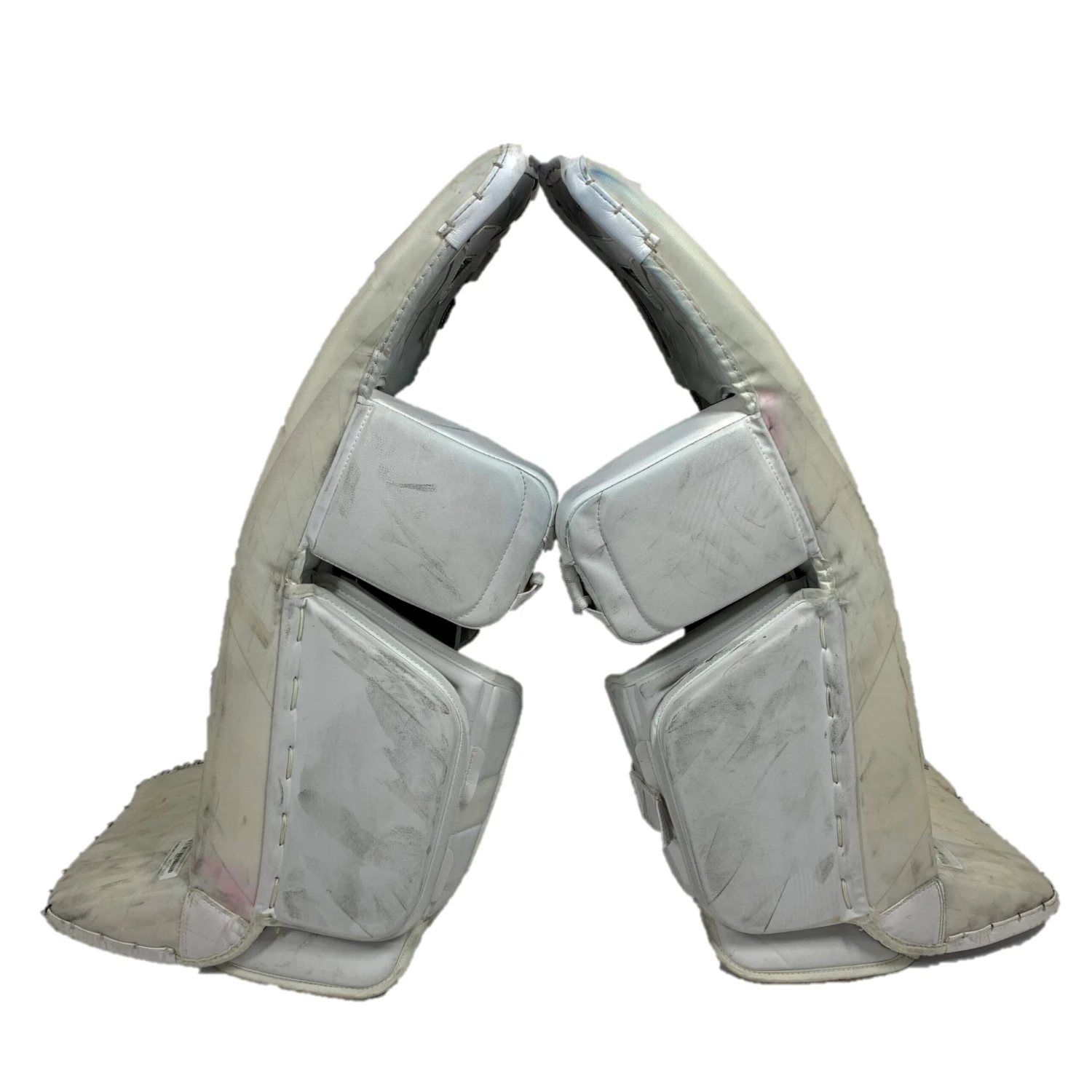 Bauer Vapor HyperLite - Used Pro Stock Goalie Pads (White/Silver) 2 Bauer Vapor HyperLite - Used Pro Stock Goalie Pads (White/Silver) - Image 2