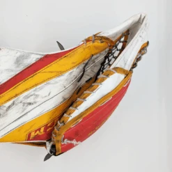 CCM Extreme Flex 5 - Used Pro Stock Regular Goalie Glove (White/Red/Yellow) -Bauer Store RegGloveBreak